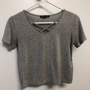 American Dream Cross neck gray top